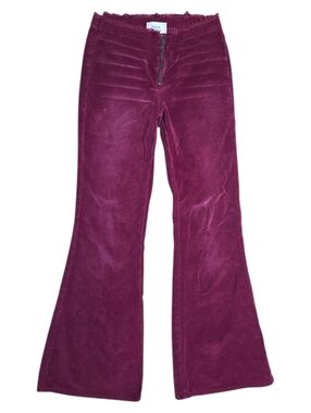 BDG Flare Pants Stretch Mid Rise Raw Hem Burgundy Size 27